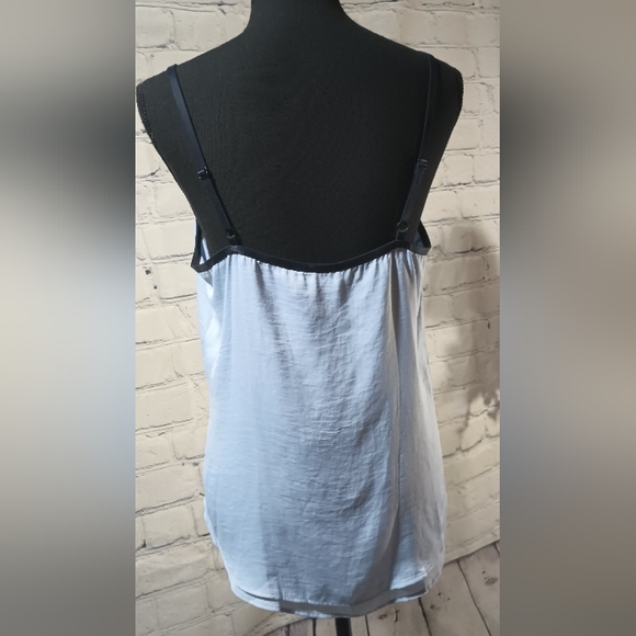 Slvls Kenneth Cole NY Textured Woven Chiffon Overlay Cami Blouse SkyBlue - Picture 11 of 15